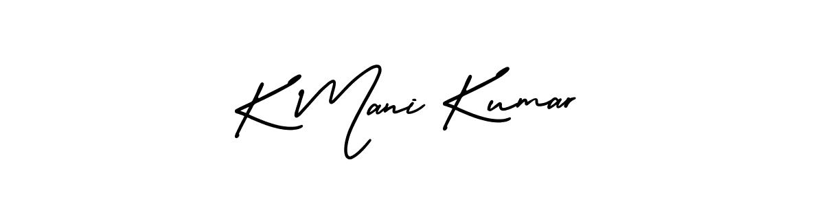You should practise on your own different ways (AmerikaSignatureDemo-Regular) to write your name (K Mani Kumar) in signature. don't let someone else do it for you. K Mani Kumar signature style 3 images and pictures png