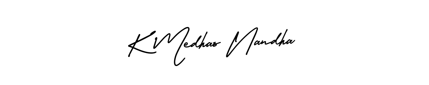 Similarly AmerikaSignatureDemo-Regular is the best handwritten signature design. Signature creator online .You can use it as an online autograph creator for name K Medhas Nandha. K Medhas Nandha signature style 3 images and pictures png