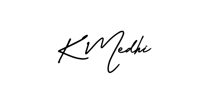 Use a signature maker to create a handwritten signature online. With this signature software, you can design (AmerikaSignatureDemo-Regular) your own signature for name K Medhi. K Medhi signature style 3 images and pictures png