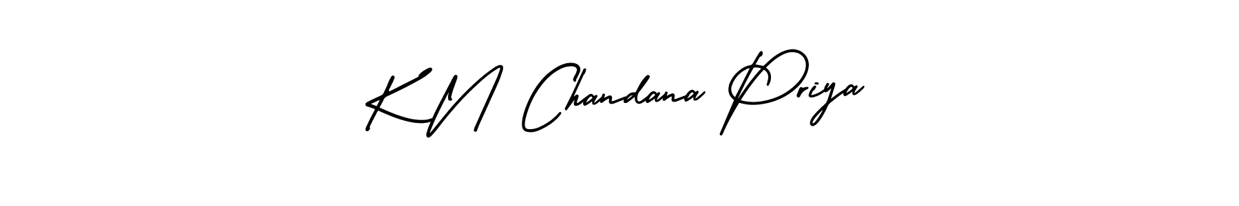 You should practise on your own different ways (AmerikaSignatureDemo-Regular) to write your name (K N Chandana Priya) in signature. don't let someone else do it for you. K N Chandana Priya signature style 3 images and pictures png