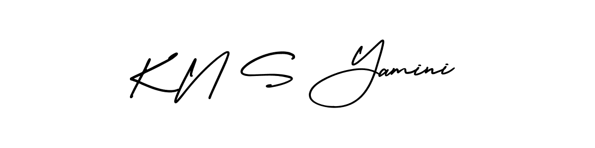 How to make K N S Yamini name signature. Use AmerikaSignatureDemo-Regular style for creating short signs online. This is the latest handwritten sign. K N S Yamini signature style 3 images and pictures png