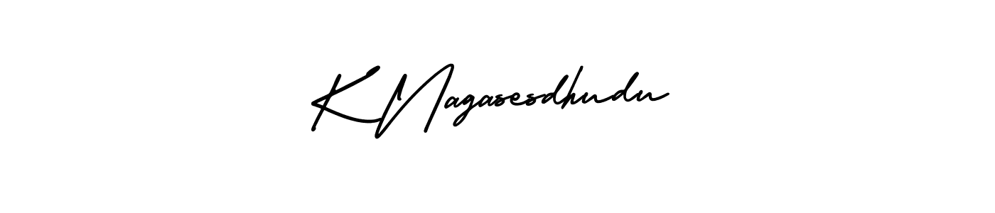 The best way (AmerikaSignatureDemo-Regular) to make a short signature is to pick only two or three words in your name. The name K Nagasesdhudu include a total of six letters. For converting this name. K Nagasesdhudu signature style 3 images and pictures png