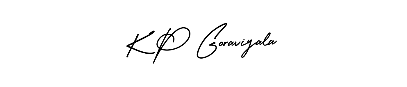 How to make K P Goraviyala name signature. Use AmerikaSignatureDemo-Regular style for creating short signs online. This is the latest handwritten sign. K P Goraviyala signature style 3 images and pictures png