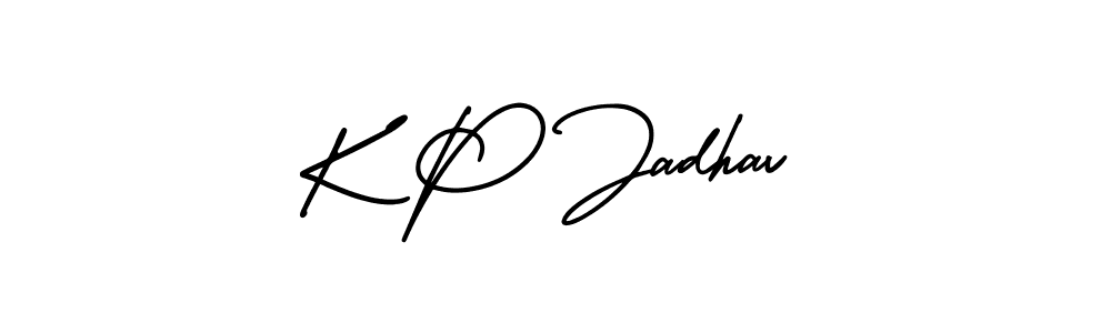 Also You can easily find your signature by using the search form. We will create K P Jadhav name handwritten signature images for you free of cost using AmerikaSignatureDemo-Regular sign style. K P Jadhav signature style 3 images and pictures png