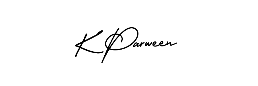 K Parween stylish signature style. Best Handwritten Sign (AmerikaSignatureDemo-Regular) for my name. Handwritten Signature Collection Ideas for my name K Parween. K Parween signature style 3 images and pictures png