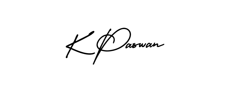 You should practise on your own different ways (AmerikaSignatureDemo-Regular) to write your name (K Paswan) in signature. don't let someone else do it for you. K Paswan signature style 3 images and pictures png