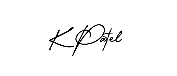 You should practise on your own different ways (AmerikaSignatureDemo-Regular) to write your name (K Patel) in signature. don't let someone else do it for you. K Patel signature style 3 images and pictures png