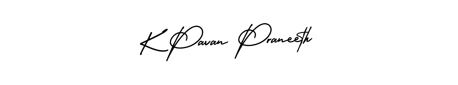 This is the best signature style for the K Pavan Praneeth name. Also you like these signature font (AmerikaSignatureDemo-Regular). Mix name signature. K Pavan Praneeth signature style 3 images and pictures png