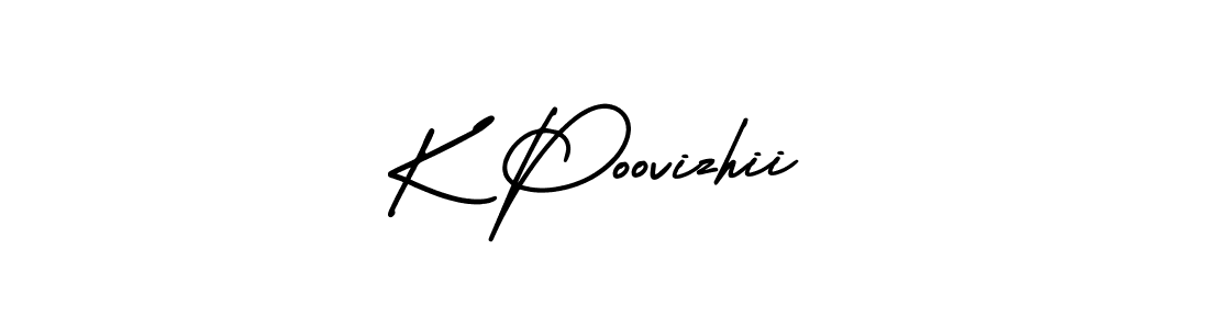 It looks lik you need a new signature style for name K Poovizhii. Design unique handwritten (AmerikaSignatureDemo-Regular) signature with our free signature maker in just a few clicks. K Poovizhii signature style 3 images and pictures png