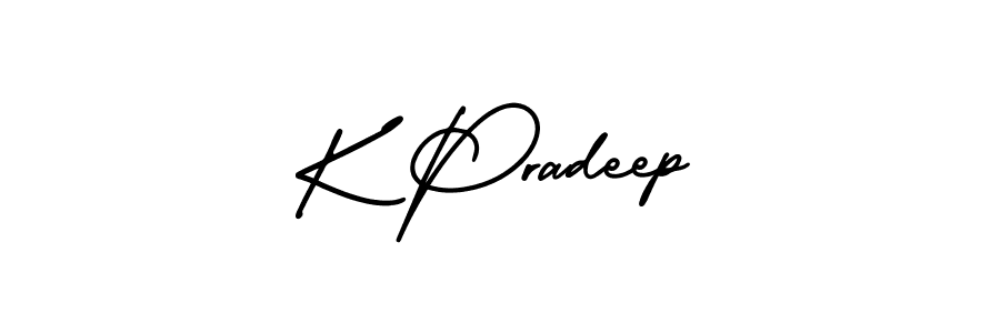 How to make K Pradeep name signature. Use AmerikaSignatureDemo-Regular style for creating short signs online. This is the latest handwritten sign. K Pradeep signature style 3 images and pictures png