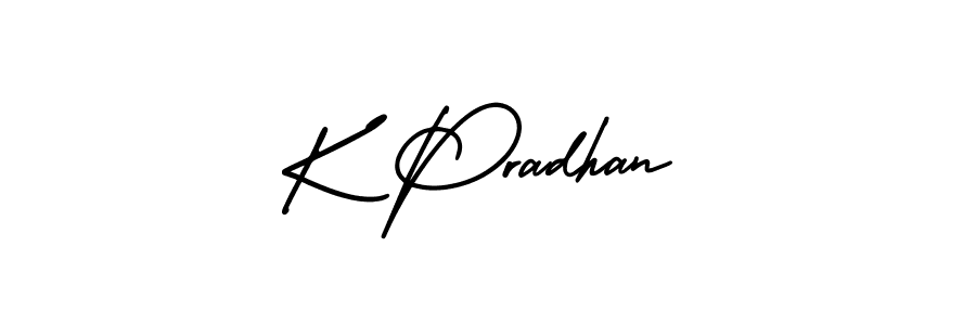 Use a signature maker to create a handwritten signature online. With this signature software, you can design (AmerikaSignatureDemo-Regular) your own signature for name K Pradhan. K Pradhan signature style 3 images and pictures png