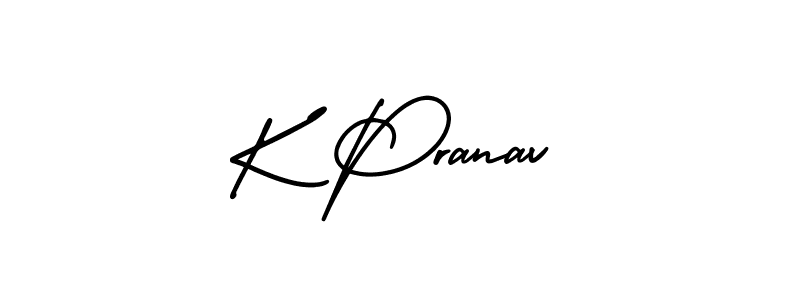 Similarly AmerikaSignatureDemo-Regular is the best handwritten signature design. Signature creator online .You can use it as an online autograph creator for name K Pranav. K Pranav signature style 3 images and pictures png