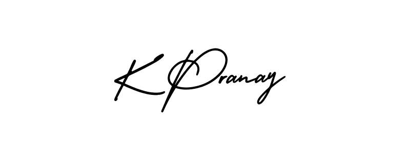 Also we have K Pranay name is the best signature style. Create professional handwritten signature collection using AmerikaSignatureDemo-Regular autograph style. K Pranay signature style 3 images and pictures png