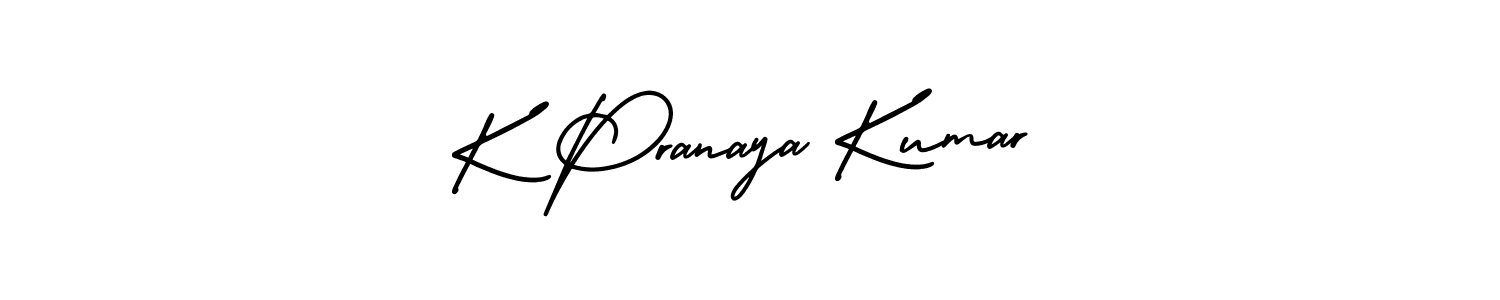 AmerikaSignatureDemo-Regular is a professional signature style that is perfect for those who want to add a touch of class to their signature. It is also a great choice for those who want to make their signature more unique. Get K Pranaya Kumar name to fancy signature for free. K Pranaya Kumar signature style 3 images and pictures png