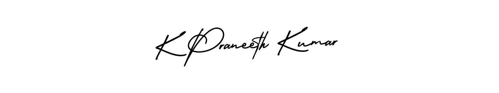 Create a beautiful signature design for name K Praneeth Kumar. With this signature (AmerikaSignatureDemo-Regular) fonts, you can make a handwritten signature for free. K Praneeth Kumar signature style 3 images and pictures png