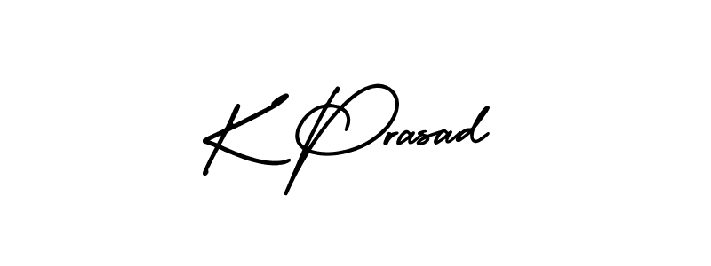 You should practise on your own different ways (AmerikaSignatureDemo-Regular) to write your name (K Prasad) in signature. don't let someone else do it for you. K Prasad signature style 3 images and pictures png