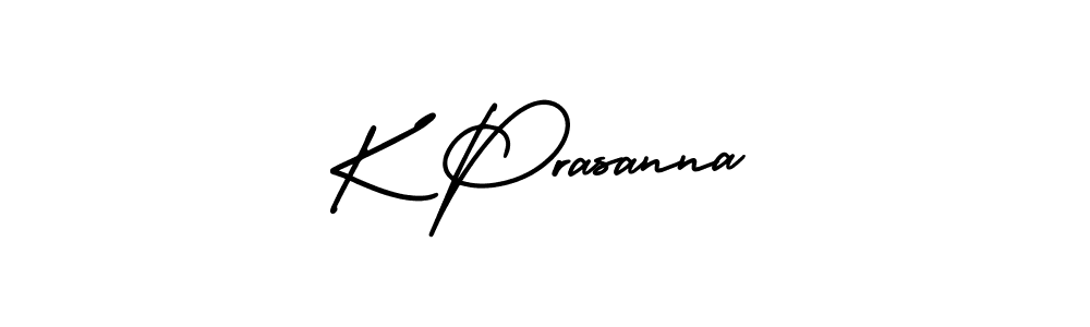 How to make K Prasanna name signature. Use AmerikaSignatureDemo-Regular style for creating short signs online. This is the latest handwritten sign. K Prasanna signature style 3 images and pictures png