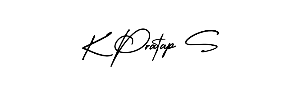 The best way (AmerikaSignatureDemo-Regular) to make a short signature is to pick only two or three words in your name. The name K Pratap S include a total of six letters. For converting this name. K Pratap S signature style 3 images and pictures png