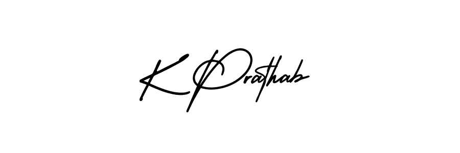 Also we have K Prathab name is the best signature style. Create professional handwritten signature collection using AmerikaSignatureDemo-Regular autograph style. K Prathab signature style 3 images and pictures png