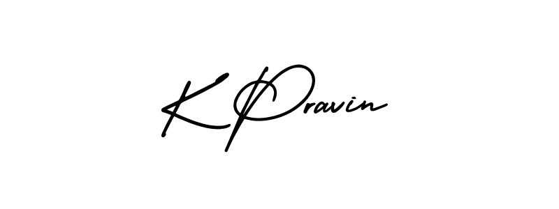 if you are searching for the best signature style for your name K Pravin. so please give up your signature search. here we have designed multiple signature styles  using AmerikaSignatureDemo-Regular. K Pravin signature style 3 images and pictures png