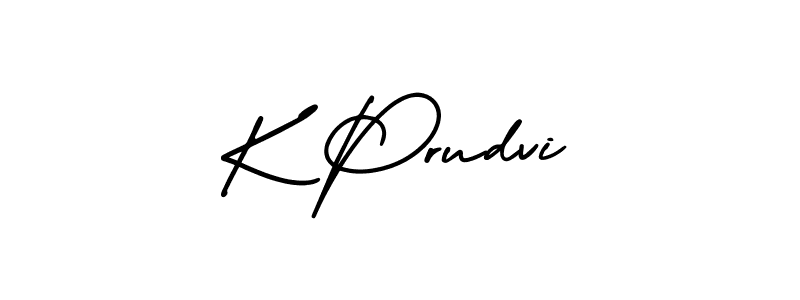 The best way (AmerikaSignatureDemo-Regular) to make a short signature is to pick only two or three words in your name. The name K Prudvi include a total of six letters. For converting this name. K Prudvi signature style 3 images and pictures png