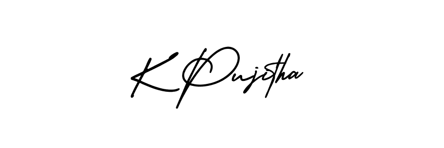 You can use this online signature creator to create a handwritten signature for the name K Pujitha. This is the best online autograph maker. K Pujitha signature style 3 images and pictures png