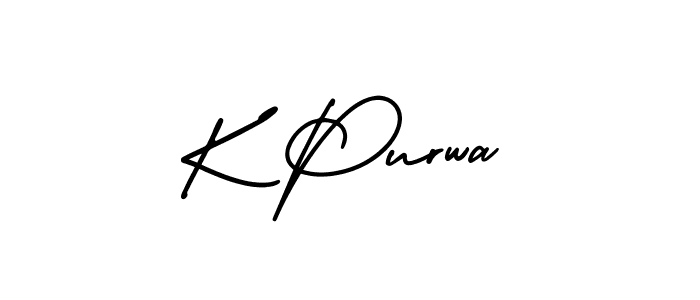 The best way (AmerikaSignatureDemo-Regular) to make a short signature is to pick only two or three words in your name. The name K Purwa include a total of six letters. For converting this name. K Purwa signature style 3 images and pictures png