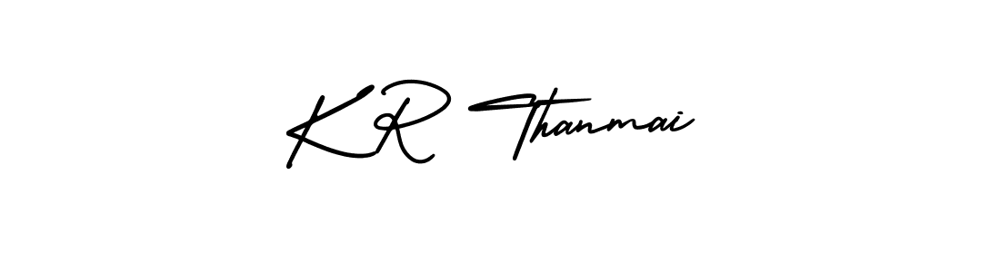 The best way (AmerikaSignatureDemo-Regular) to make a short signature is to pick only two or three words in your name. The name K R Thanmai include a total of six letters. For converting this name. K R Thanmai signature style 3 images and pictures png