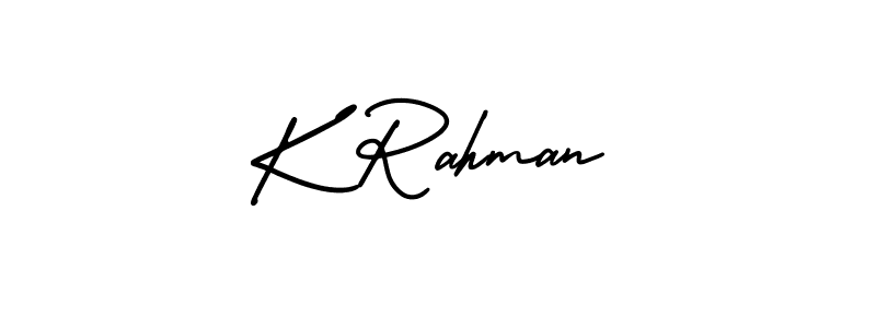 if you are searching for the best signature style for your name K Rahman. so please give up your signature search. here we have designed multiple signature styles  using AmerikaSignatureDemo-Regular. K Rahman signature style 3 images and pictures png