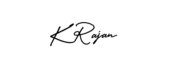 You should practise on your own different ways (AmerikaSignatureDemo-Regular) to write your name (K Rajan) in signature. don't let someone else do it for you. K Rajan signature style 3 images and pictures png