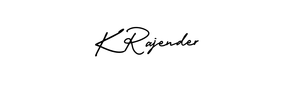 The best way (AmerikaSignatureDemo-Regular) to make a short signature is to pick only two or three words in your name. The name K Rajender include a total of six letters. For converting this name. K Rajender signature style 3 images and pictures png