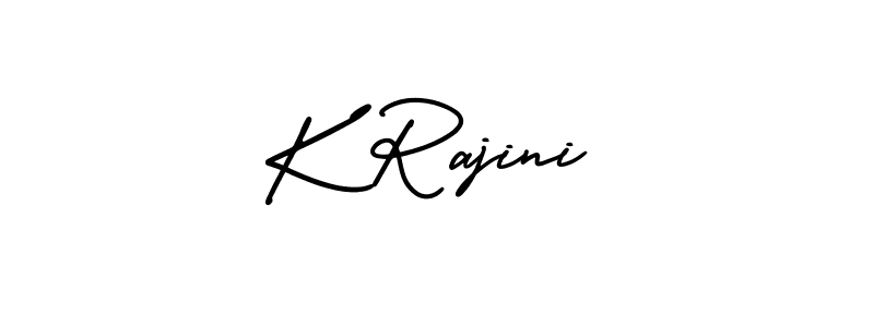 The best way (AmerikaSignatureDemo-Regular) to make a short signature is to pick only two or three words in your name. The name K Rajini include a total of six letters. For converting this name. K Rajini signature style 3 images and pictures png