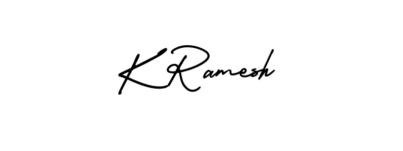 How to make K Ramesh name signature. Use AmerikaSignatureDemo-Regular style for creating short signs online. This is the latest handwritten sign. K Ramesh signature style 3 images and pictures png