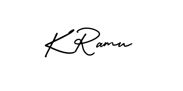 You should practise on your own different ways (AmerikaSignatureDemo-Regular) to write your name (K Ramu) in signature. don't let someone else do it for you. K Ramu signature style 3 images and pictures png