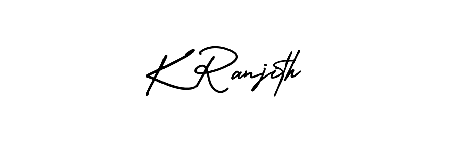 Use a signature maker to create a handwritten signature online. With this signature software, you can design (AmerikaSignatureDemo-Regular) your own signature for name K Ranjith. K Ranjith signature style 3 images and pictures png