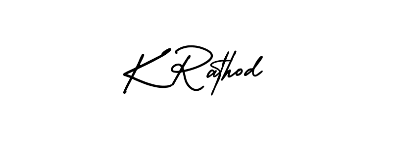 You should practise on your own different ways (AmerikaSignatureDemo-Regular) to write your name (K Rathod) in signature. don't let someone else do it for you. K Rathod signature style 3 images and pictures png