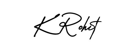 A sleek calligraphic signature for name K Rohit utilizing AmerikaSignatureDemo-Regular styling. Great for adding personal signatures to photos and art. K Rohit signature style 3 images and pictures png