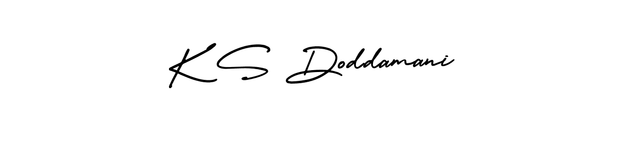 The best way (AmerikaSignatureDemo-Regular) to make a short signature is to pick only two or three words in your name. The name K S Doddamani include a total of six letters. For converting this name. K S Doddamani signature style 3 images and pictures png