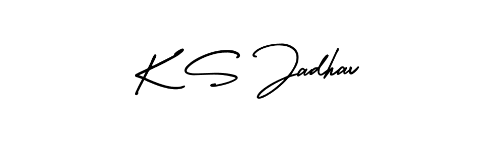 How to make K S Jadhav name signature. Use AmerikaSignatureDemo-Regular style for creating short signs online. This is the latest handwritten sign. K S Jadhav signature style 3 images and pictures png