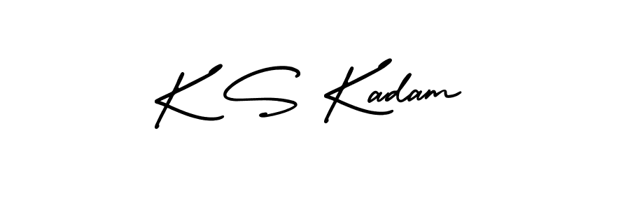 The best way (AmerikaSignatureDemo-Regular) to make a short signature is to pick only two or three words in your name. The name K S Kadam include a total of six letters. For converting this name. K S Kadam signature style 3 images and pictures png