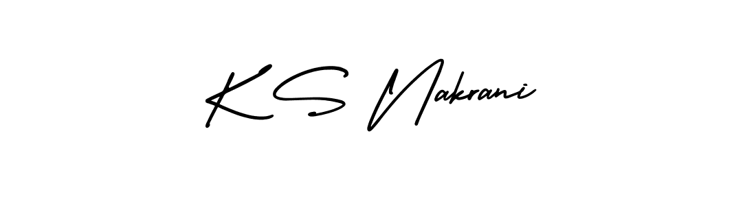 You should practise on your own different ways (AmerikaSignatureDemo-Regular) to write your name (K S Nakrani) in signature. don't let someone else do it for you. K S Nakrani signature style 3 images and pictures png