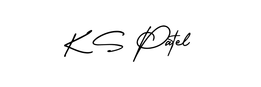 You should practise on your own different ways (AmerikaSignatureDemo-Regular) to write your name (K S Patel) in signature. don't let someone else do it for you. K S Patel signature style 3 images and pictures png