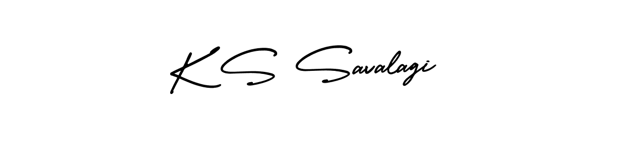 How to make K S Savalagi name signature. Use AmerikaSignatureDemo-Regular style for creating short signs online. This is the latest handwritten sign. K S Savalagi signature style 3 images and pictures png