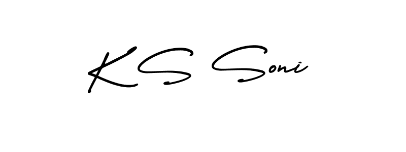 Use a signature maker to create a handwritten signature online. With this signature software, you can design (AmerikaSignatureDemo-Regular) your own signature for name K S Soni. K S Soni signature style 3 images and pictures png