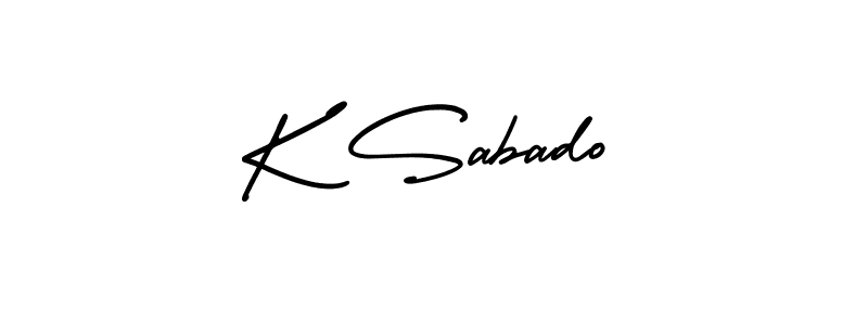 Make a beautiful signature design for name K Sabado. With this signature (AmerikaSignatureDemo-Regular) style, you can create a handwritten signature for free. K Sabado signature style 3 images and pictures png