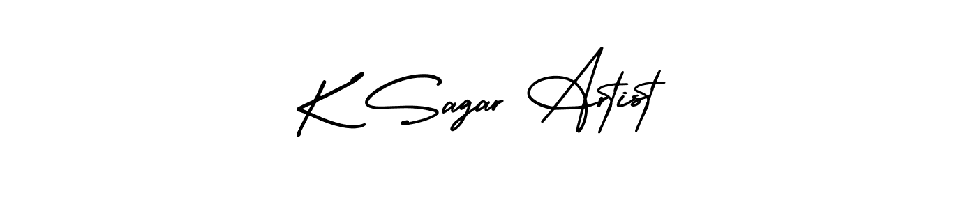 You should practise on your own different ways (AmerikaSignatureDemo-Regular) to write your name (K Sagar Artist) in signature. don't let someone else do it for you. K Sagar Artist signature style 3 images and pictures png