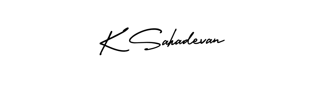 This is the best signature style for the K Sahadevan name. Also you like these signature font (AmerikaSignatureDemo-Regular). Mix name signature. K Sahadevan signature style 3 images and pictures png