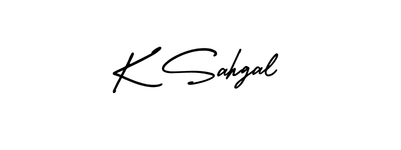 You should practise on your own different ways (AmerikaSignatureDemo-Regular) to write your name (K Sahgal) in signature. don't let someone else do it for you. K Sahgal signature style 3 images and pictures png