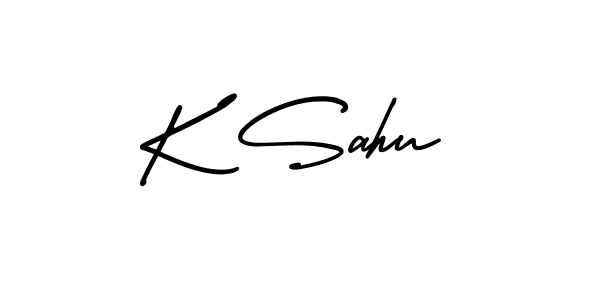 The best way (AmerikaSignatureDemo-Regular) to make a short signature is to pick only two or three words in your name. The name K Sahu include a total of six letters. For converting this name. K Sahu signature style 3 images and pictures png