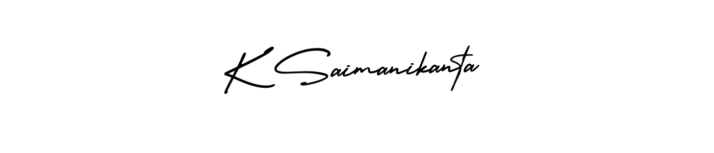 This is the best signature style for the K Saimanikanta name. Also you like these signature font (AmerikaSignatureDemo-Regular). Mix name signature. K Saimanikanta signature style 3 images and pictures png